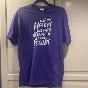 Port and Company Purple Graphic Tee with White Text